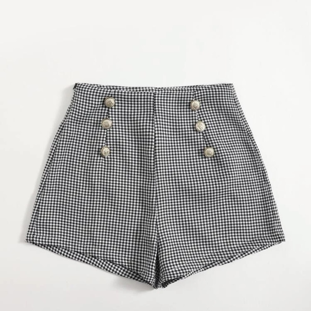 Double Breasted Houndstooth Shorts
